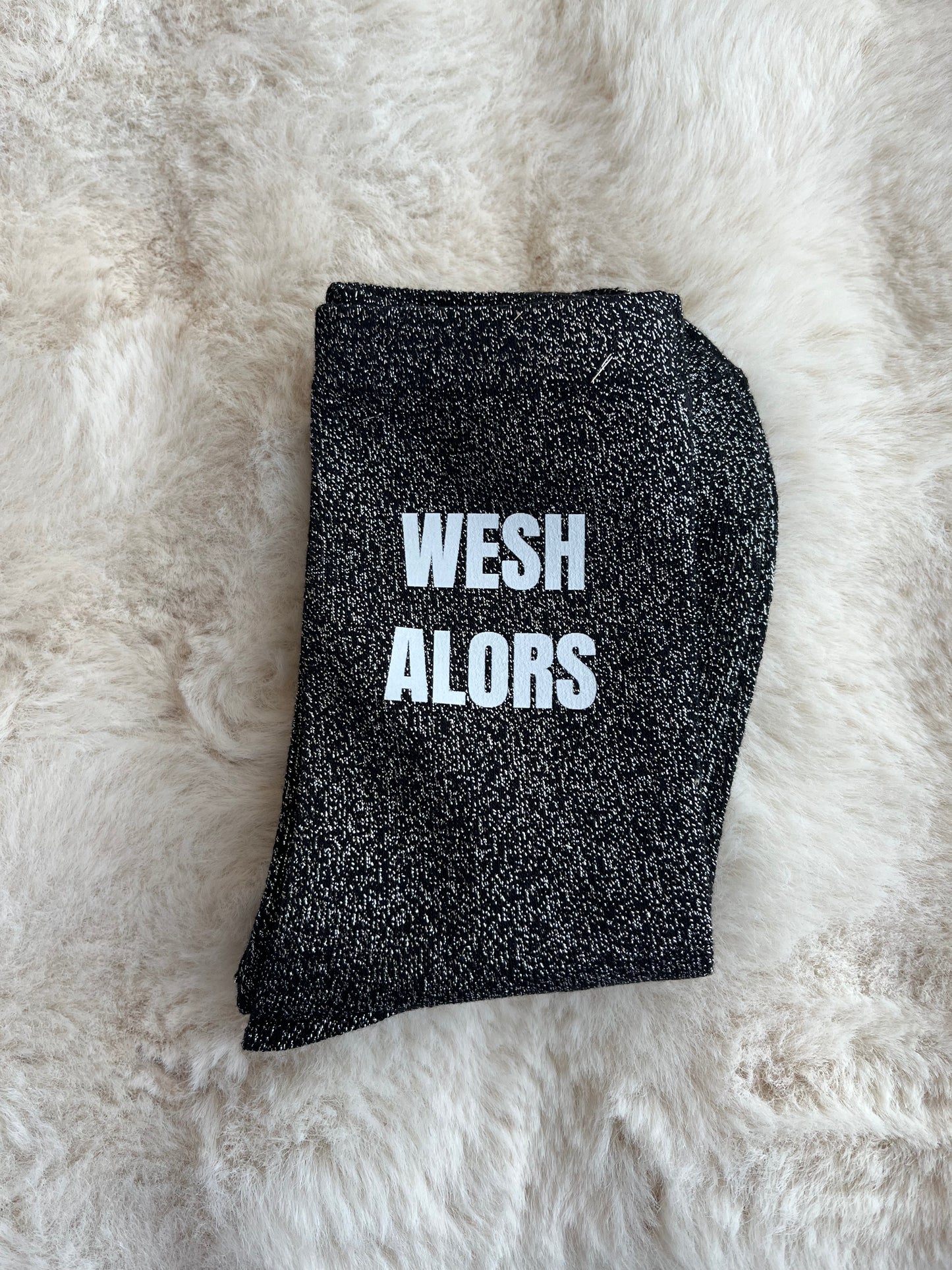 Chaussettes à paillettes " WESH ALORS " NOIR