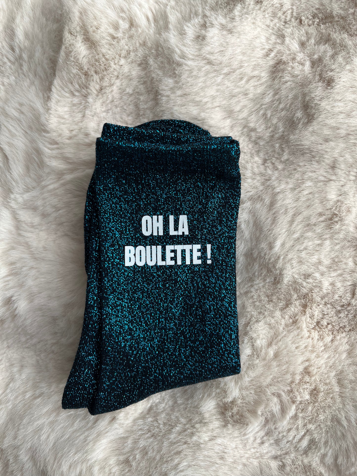 Chaussettes à paillettes " OH LA BOULETTE ! "