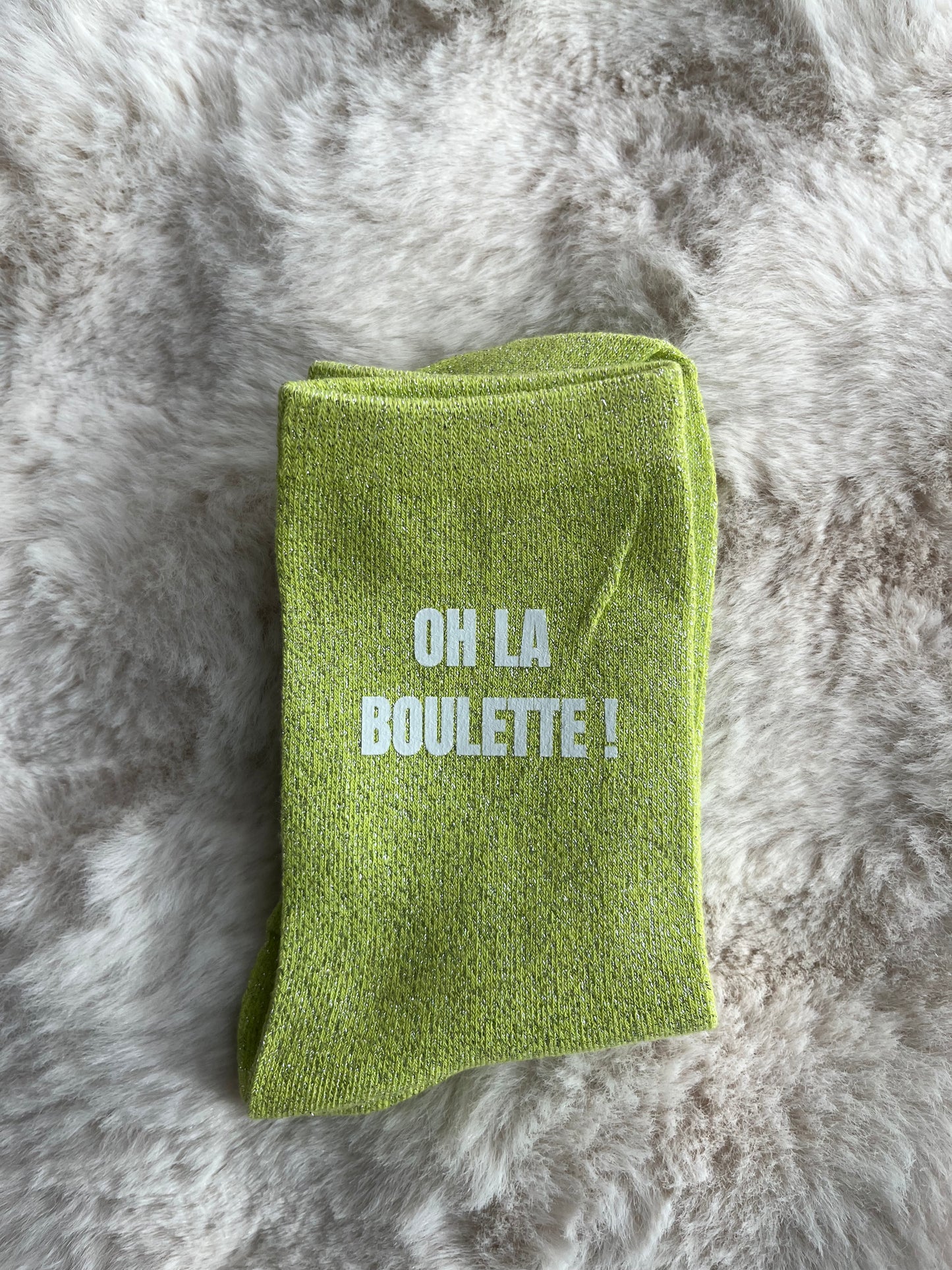 Chaussettes à paillettes " OH LA BOULETTE ! "