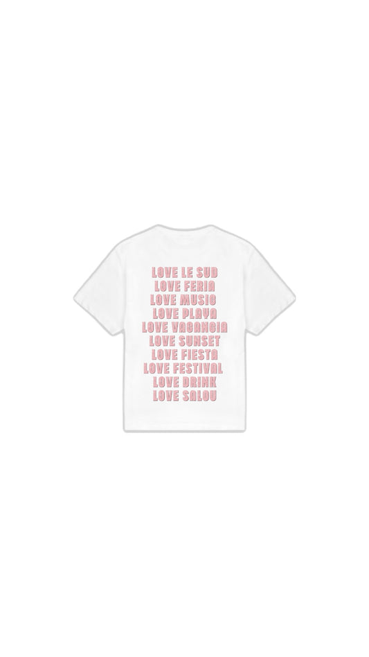 T-shirt " LOVE LE SUD " rose pailletée