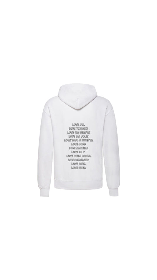 Sweat " LOVE JUL " en argenté pailleté
