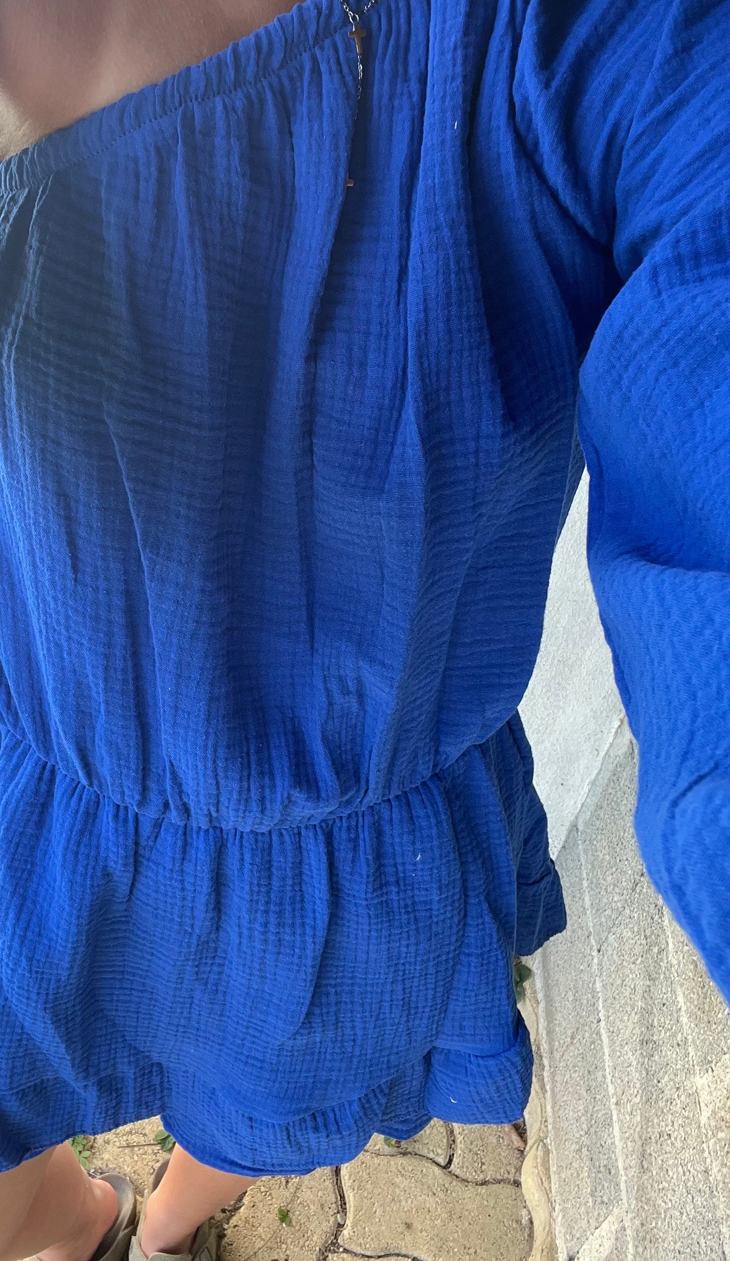 COMBI SHORT EN GAZ DE COTON BLEU ELECTRIQUE