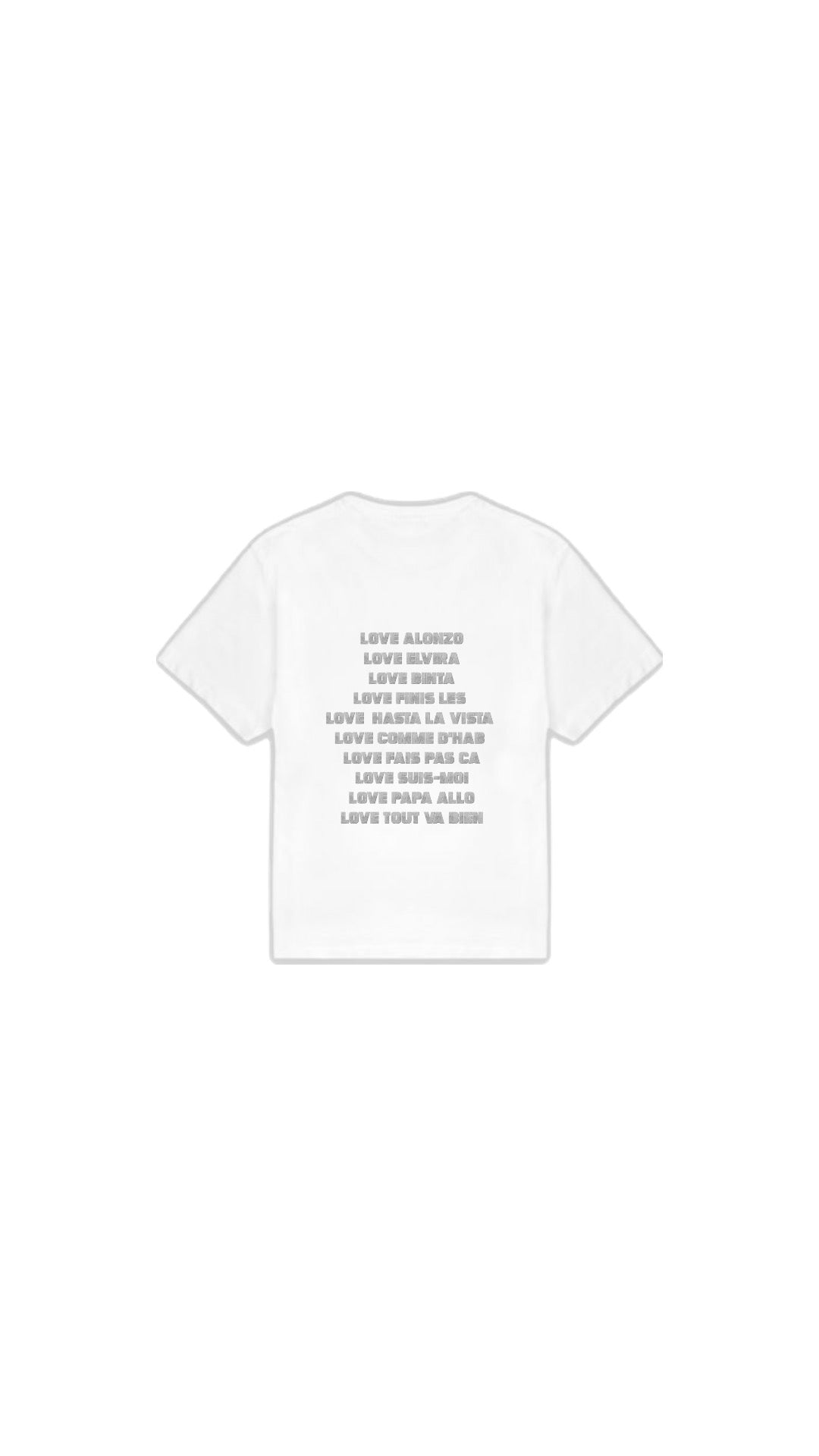 T-SHIRT " LOVE ALONZO " en argenté pailleté