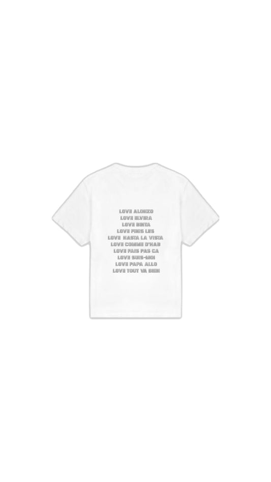 T-SHIRT " LOVE ALONZO " en argenté pailleté
