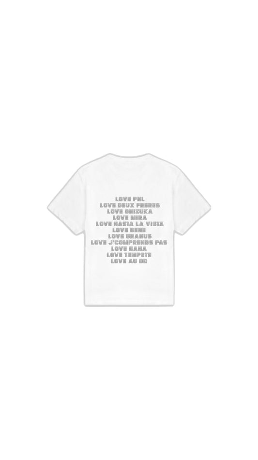 T-SHIRT " LOVE PNL " en argenté pailleté
