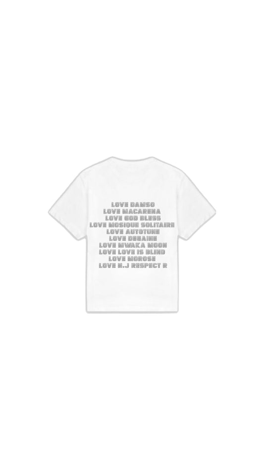 T-SHIRT " LOVE DAMSO " en argenté pailleté