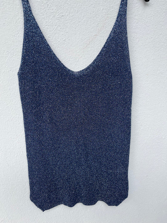 Top à paillettes BLEU MARINE