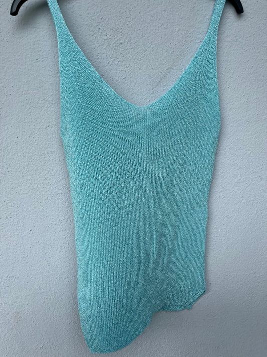 Top à paillettes BLEU TURQUOISE