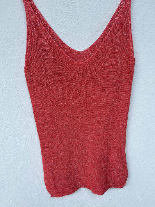 Top à paillettes ROUGE CLAIR