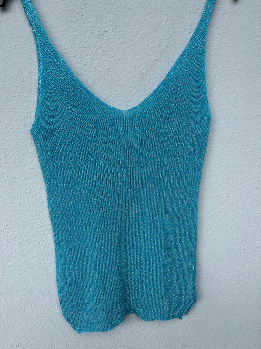 Top à paillettes BLEU TURQUOISE FONCE
