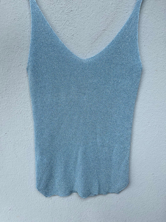 Top à paillettes BLEU CIEL
