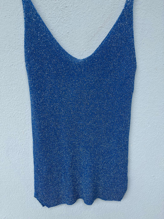 Top à paillettes BLEU ELECTRIQUE
