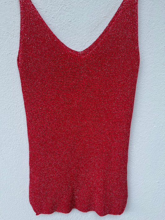 Top à paillettes ROUGE